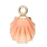 Breloques en m&eacute;tal coquillage Dor&eacute;-rose p&ecirc;che