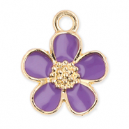 Breloques en m&eacute;tal fleur Dor&eacute;-violet