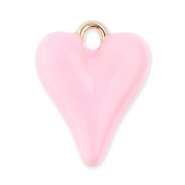 Breloques en m&eacute;tal coeur Dor&eacute;-rose clair