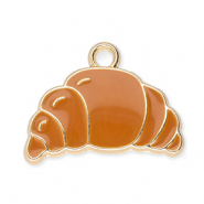 Breloques en m&eacute;tal croissant Dor&eacute;-marron