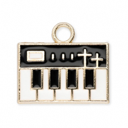 Breloques en m&eacute;tal clavier Dor&eacute;-blanc-noir