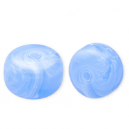 Perles acryliques disque Bleu clair-marbr&eacute;