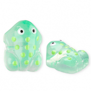 Perles en verre &agrave; la main grenouille Vert menthe neo transparent-blanc-noir