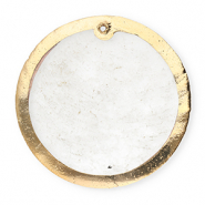Pendentifs coquillage specials rond Blanc cass&eacute;-dor&eacute;