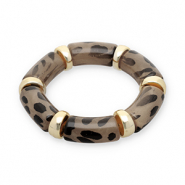 Bracelets en r&eacute;sine avec imprim&eacute; l&eacute;opard Dor&eacute;-transparent marron ambre clair-noir