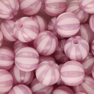 DQ&reg; Perles acryliques 12 mm avec ray&eacute;es Rose vintage