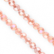 Perles &agrave; facettes rondes 6&nbsp;mm Rose saumon-AB coating
