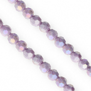 Perles &agrave; facettes rondes 6&nbsp;mm Violet-AB coating