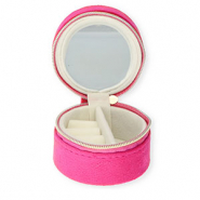 Bo&icirc;te &agrave; bijoux de voyage avec miroir rond Rose hot