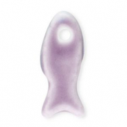 Perles en céramique poisson Violet clair-bleu