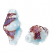 Perles en céramique buccin Bleu clair-marron