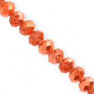 Perles à facettes 12x9 mm disque Heishi Orange corail-pearl shine coating
