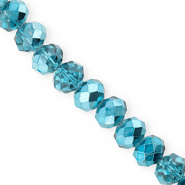 Perles à facettes 12x9 mm disque Heishi Bleu sarcelle-pearl shine coating
