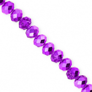 Perles à facettes 8x6 mm disque Heishi Violet foncé-pearl shine coating