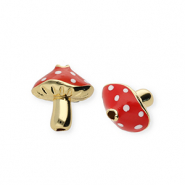 Métal TQ laiton perles champignon Doré-rouge-blanc