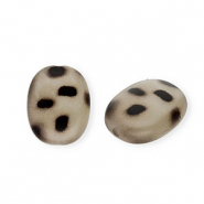 Perles acryliques ovale avec imprimé léopard Beige-marron foncé