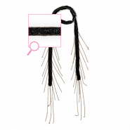 Collier ras de cou en organza avec perles en verre Noir-dor&eacute;