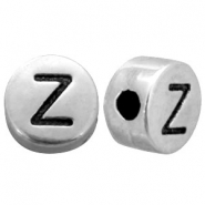 Perles alphabet en m&eacute;tal DQ lettre Z Argent&eacute; antique (sans nickel)
