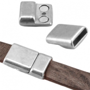 Fermoir aimant&eacute; en m&eacute;tal DQ (pour cuir DQ plat 10mm) Argent&eacute; antique (sans nickel)