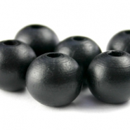 Perles en bois rond 8mm Noir