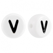 Perles acryliques alphabet lettre V blanc