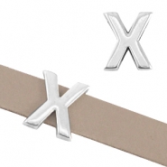 Poussoir en m&eacute;tal DQ lettre "X" &Oslash;10.3x2.3mm argent&eacute; antique (sans nickel)