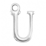 Perles alphabet en m&eacute;tal DQ lettre U argent&eacute; antique (sans nickel)