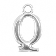 Perles alphabet en m&eacute;tal DQ lettre Q argent&eacute; antique (sans nickel)