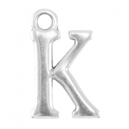 Perles alphabet en m&eacute;tal DQ lettre K argent&eacute; antique (sans nickel)