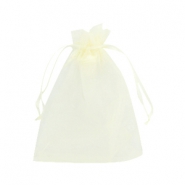 Sachet &agrave; bijoux en organza 10x13cm jaune clair