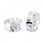 Perles strass rondelle 6mm argent&eacute;-cristal