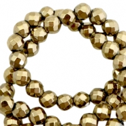 Perles h&eacute;matites facett&eacute;es rond 6mm dor&eacute; antique