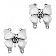 Breloques en m&eacute;tal TQ connecteur papillon avec sertis argent&eacute; antique