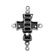 Breloques en m&eacute;tal TQ connecteur croix avec sertis argent&eacute; antique