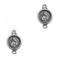 Breloques en m&eacute;tal TQ connecteur rond ange argent&eacute; antique