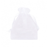 Sachet &agrave; bijoux en organza 9x12cm blanc
