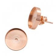 Boucles d'oreilles Polaris Steel avec serti pour cabochon 7mm/Swarovski SS34 dor&eacute; ros&eacute;