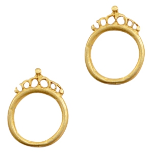 Breloques en m&eacute;tal TQ anneau 18mm avec couronne dor&eacute; (sans nickel)