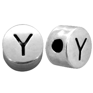 Perles au look m&eacute;tallique lettre Y argent&eacute; antique