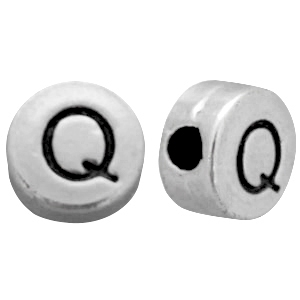 Perles au look m&eacute;tallique lettre Q argent&eacute; antique