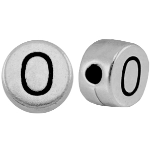Perles au look m&eacute;tallique lettre O argent&eacute; antique