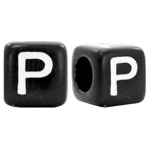 Perles acryliques alphabet lettre P noir