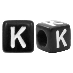 Perles acryliques alphabet lettre K noir