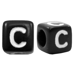 Perles acryliques alphabet lettre C noir
