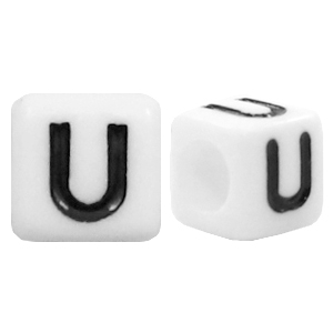 Perles acryliques alphabet lettre U blanc