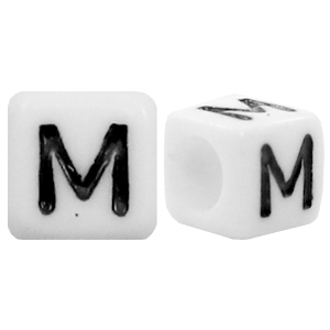 Perles acryliques alphabet lettre M blanc