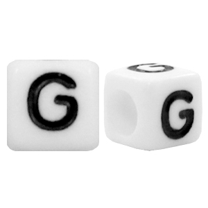 Perles acryliques alphabet lettre G blanc