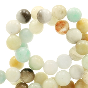 Pierres naturelles Calc&eacute;doine (Quartz) 6mm Multicolore turquoise-marron doux