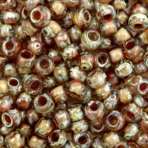 Perles de rocailles Miyuki 6/0 Transparent picasso light smoky topaz 6-4505