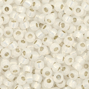 Perles de rocailles Miyuki 8/0 Gilt lined opal white 8-551